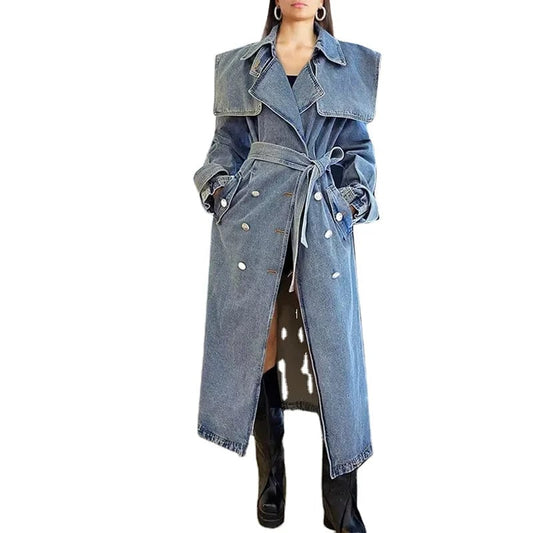 Fall 2023 new arrivals collection women fashion denim  women's trench coats long coat