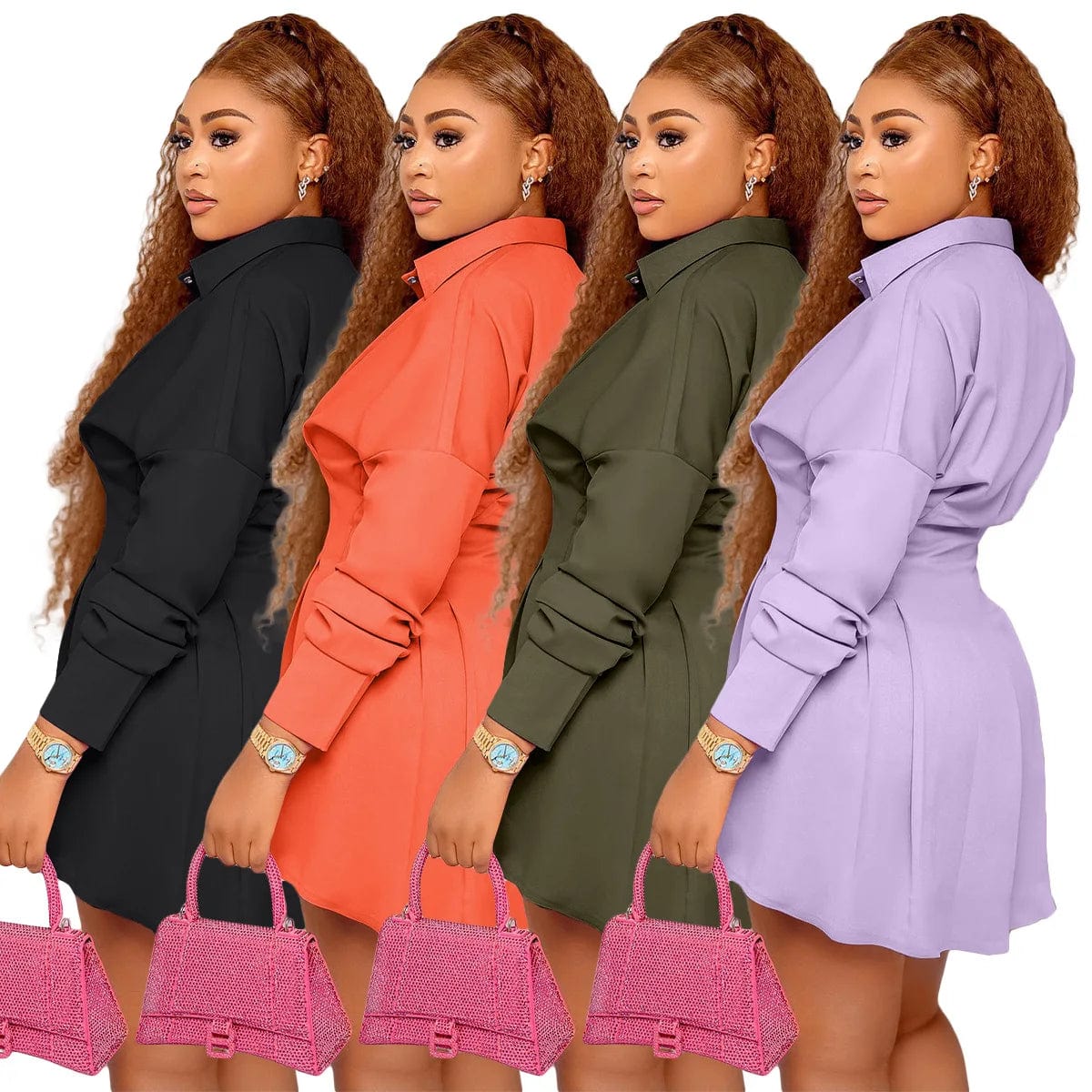 Fall 2023 New Sexy Women Dresses Casual Lantern Sleeve Tunic Waist Long Sleeved Above Knee Mini Modest Tshirt Dress