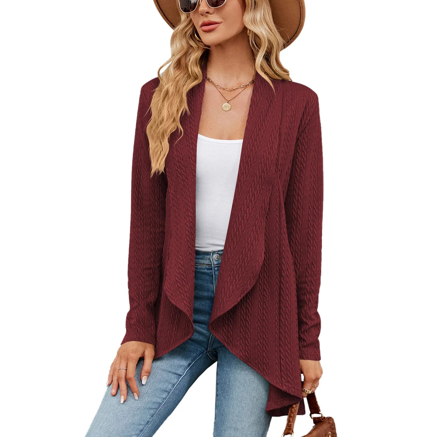 Fall 2023 women clothes  Autumn Fashion Women Ribbed Open Front Knit Cardigan For Woman