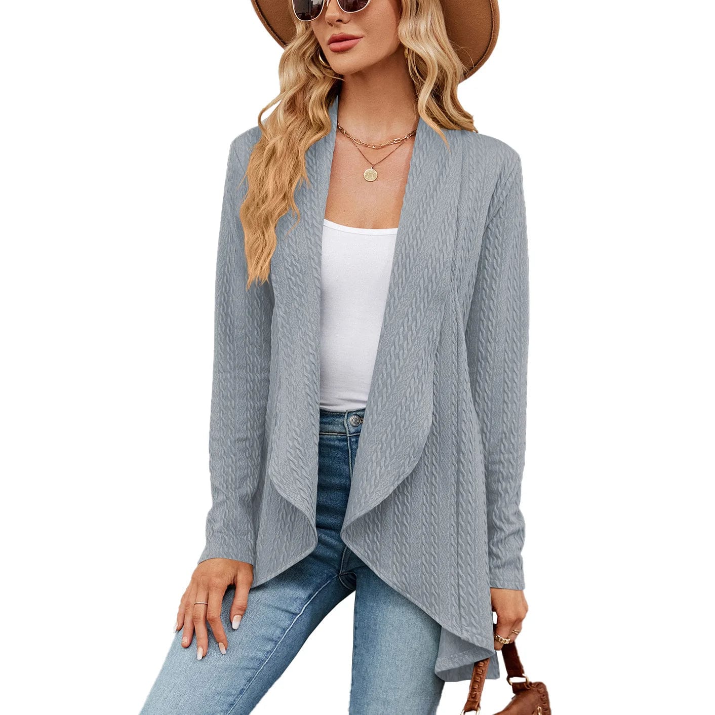 Fall 2023 women clothes  Autumn Fashion Women Ribbed Open Front Knit Cardigan For Woman