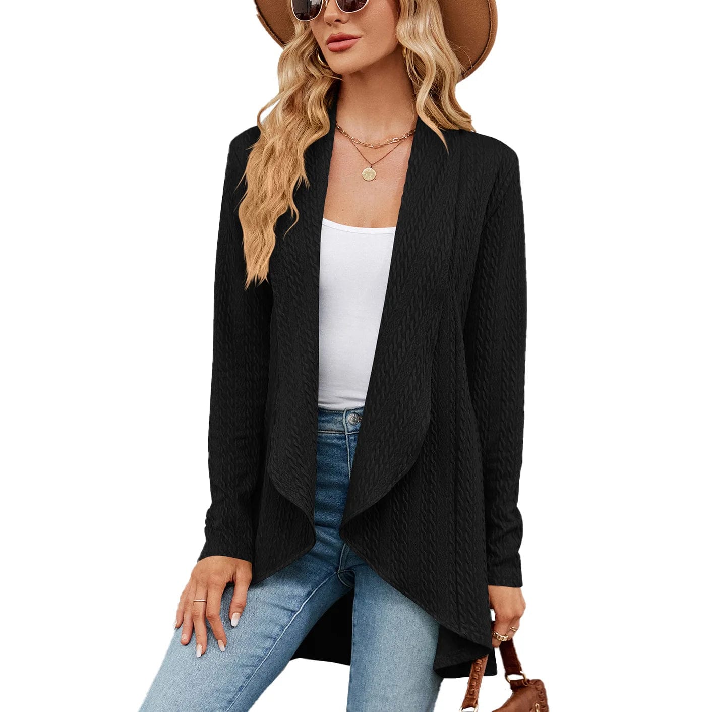 Fall 2023 women clothes  Autumn Fashion Women Ribbed Open Front Knit Cardigan For Woman