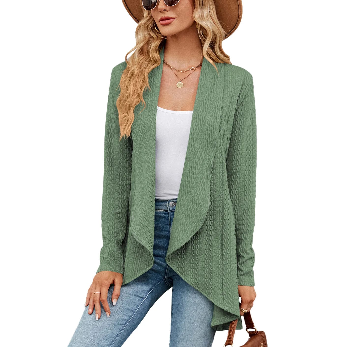 Fall 2023 women clothes  Autumn Fashion Women Ribbed Open Front Knit Cardigan For Woman