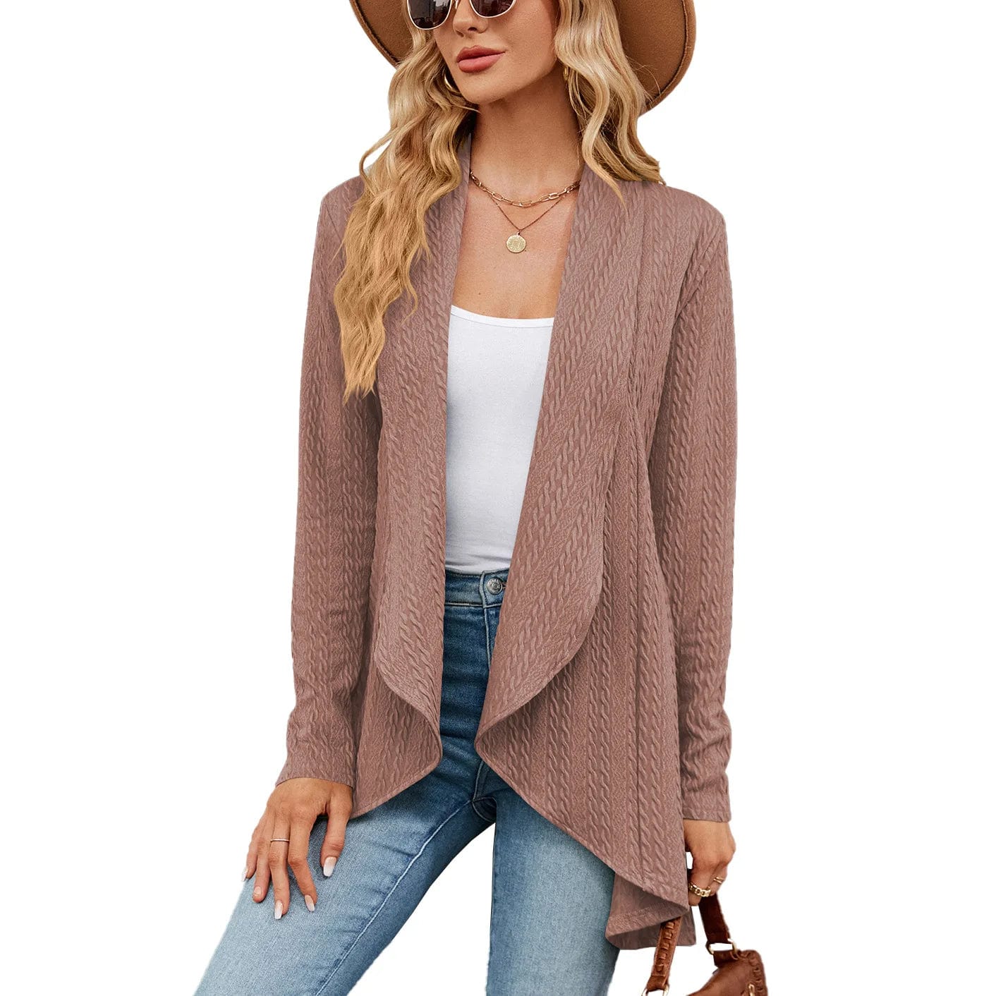 Fall 2023 women clothes  Autumn Fashion Women Ribbed Open Front Knit Cardigan For Woman