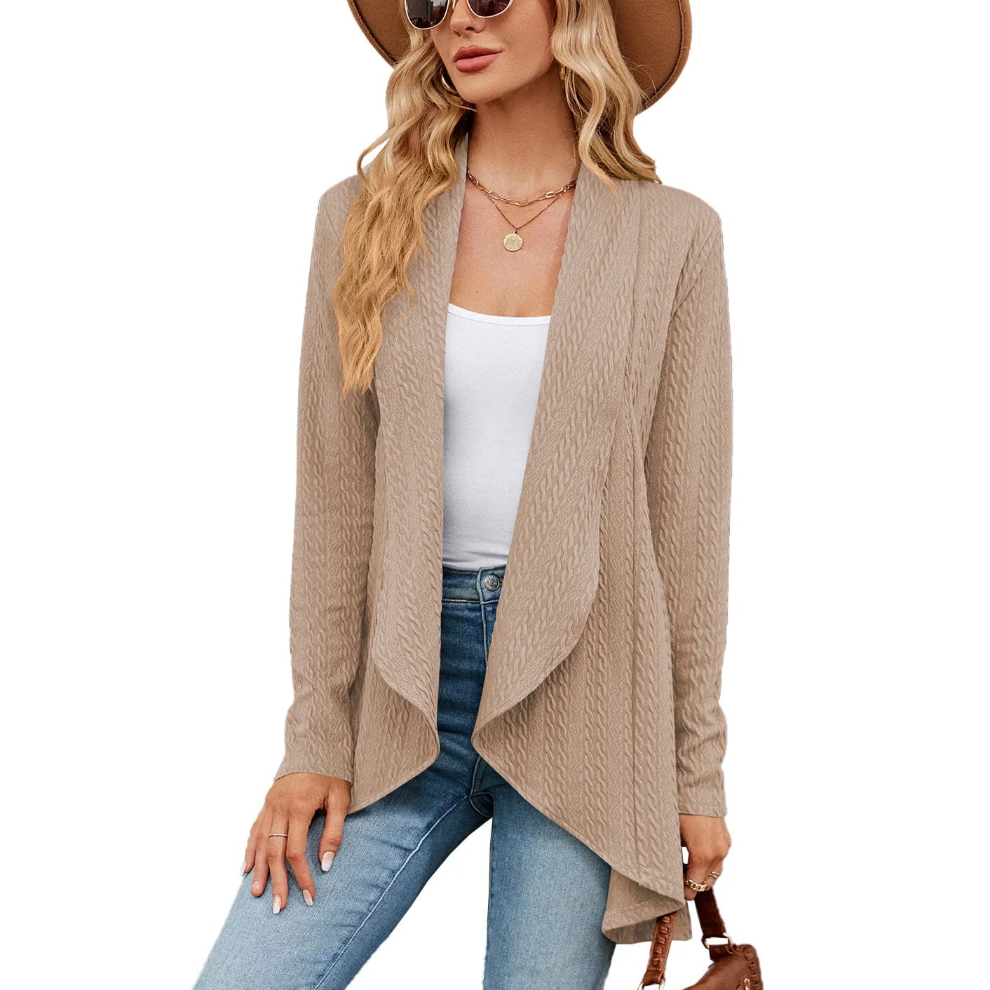 Fall 2023 women clothes  Autumn Fashion Women Ribbed Open Front Knit Cardigan For Woman