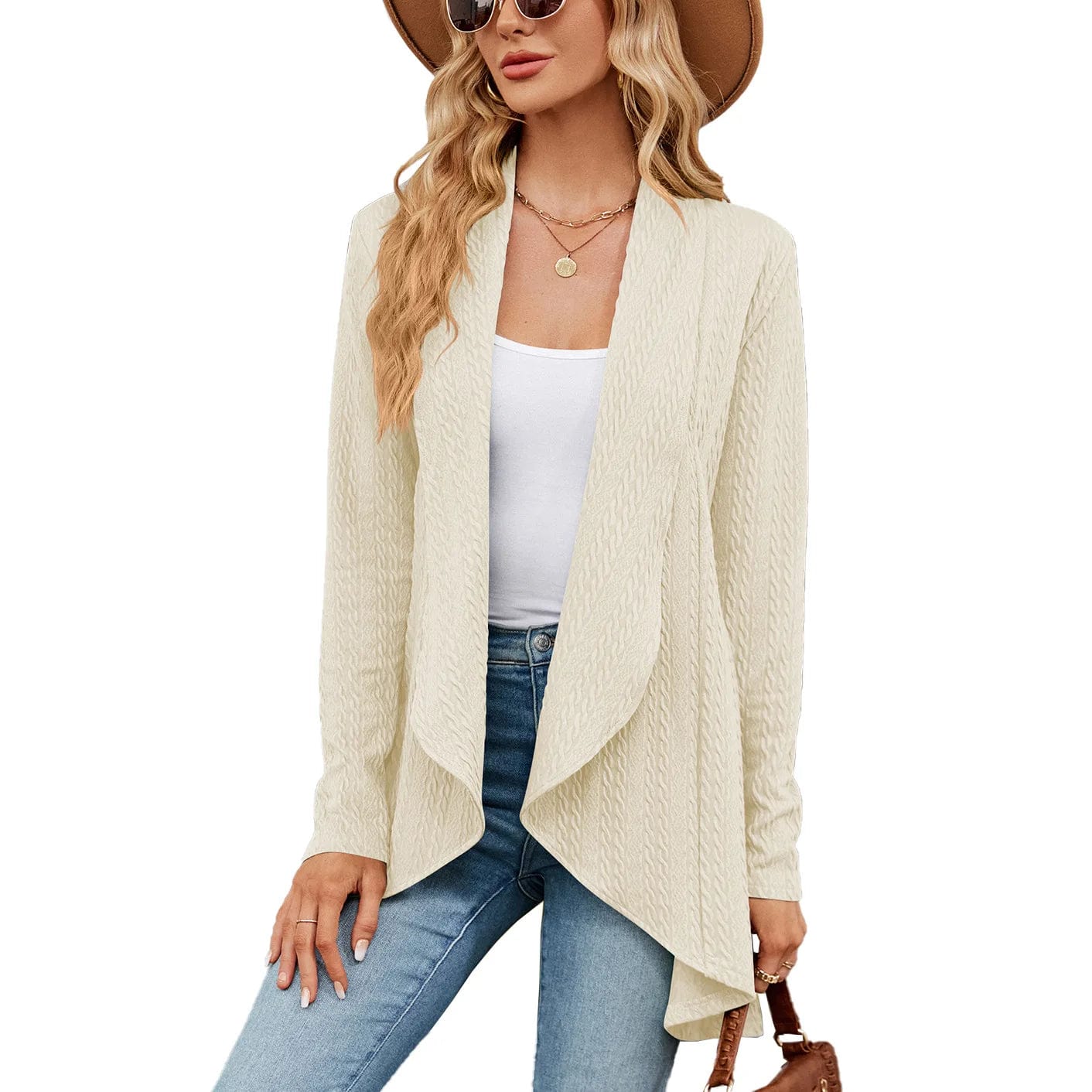 Fall 2023 women clothes  Autumn Fashion Women Ribbed Open Front Knit Cardigan For Woman