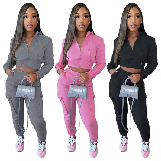 Fall 2023 Women Two Pieces Joggers Set Long Sleeve Hoodie Jacket and Track Pants Suit Woman Autumn Jogging Tracksuit 2 Piece