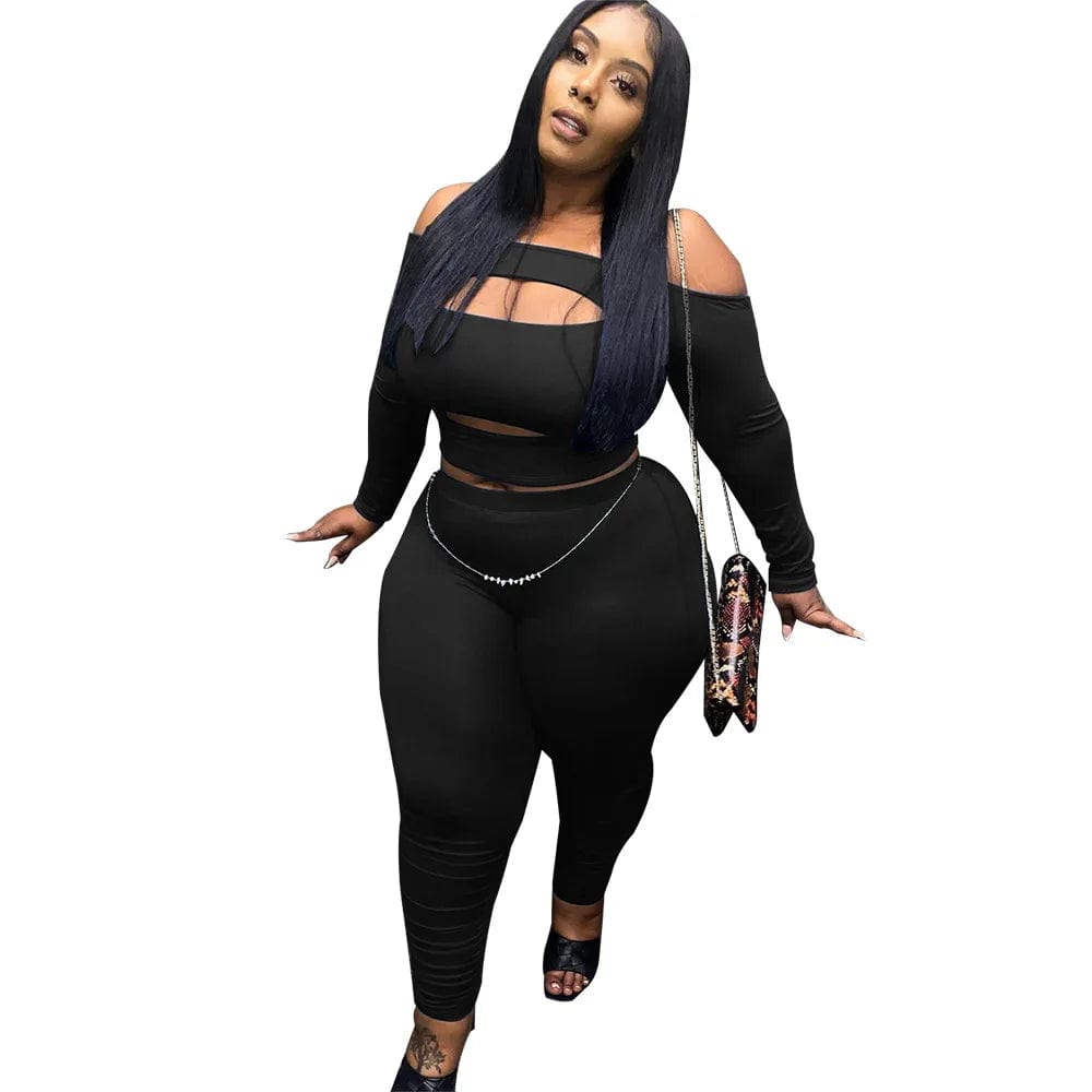 Fall boutique matching sets women sexy plus size casual outfit two piece set