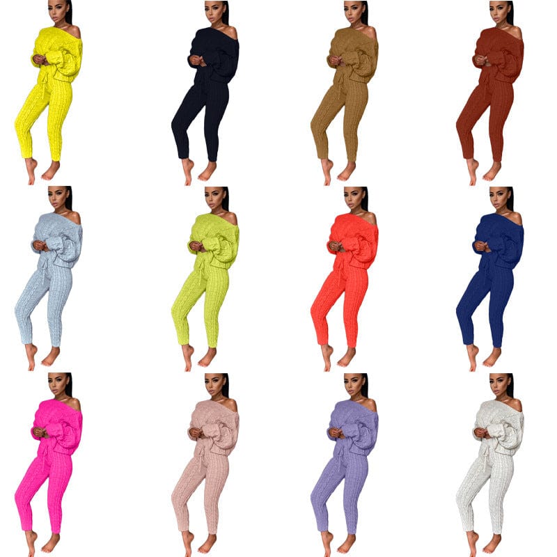 Fall clothes winter clothes for women New casual women sweater simple round neck trousers long sleeved sweater two piece set