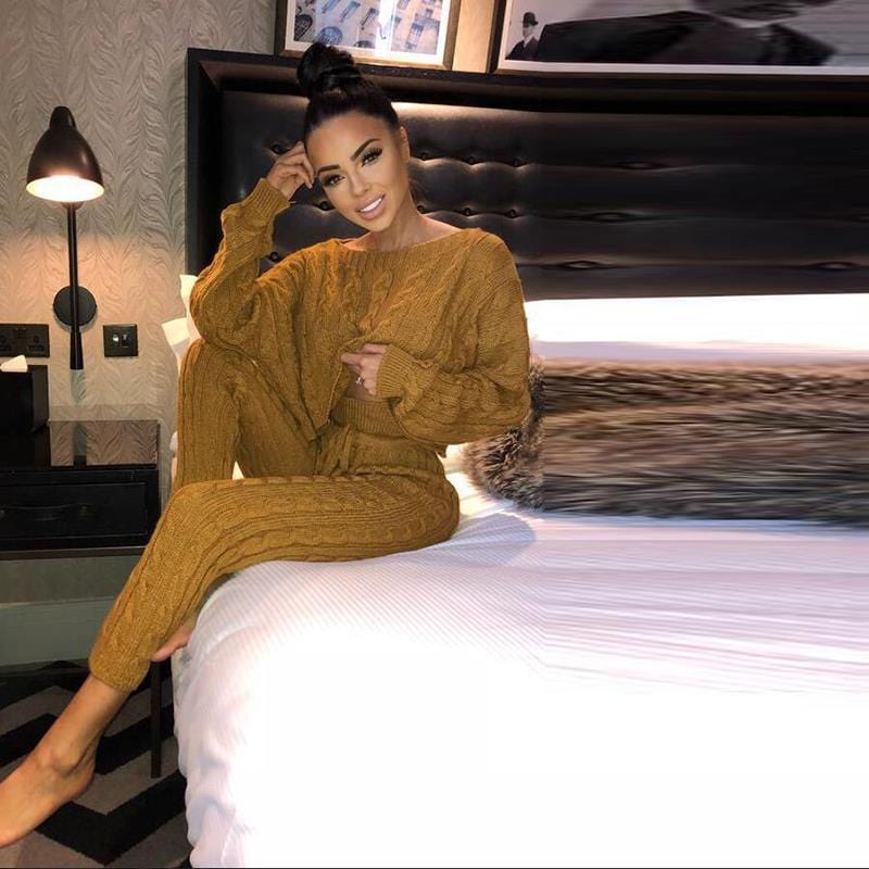 Fall clothes winter clothes for women New casual women sweater simple round neck trousers long sleeved sweater two piece set