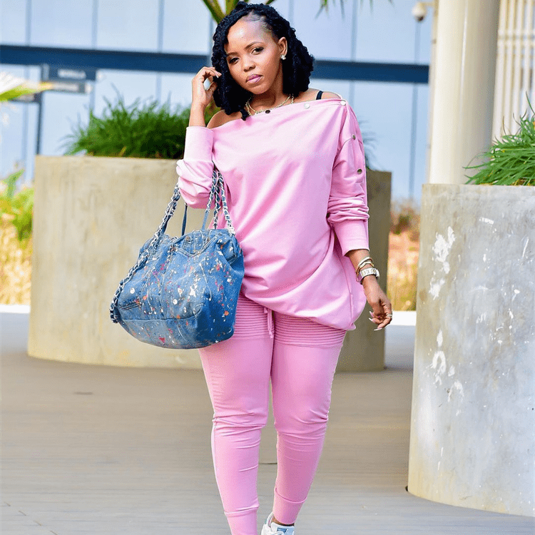 Fall clothes women one off the shoulder top sweater with button casual two piece pants set