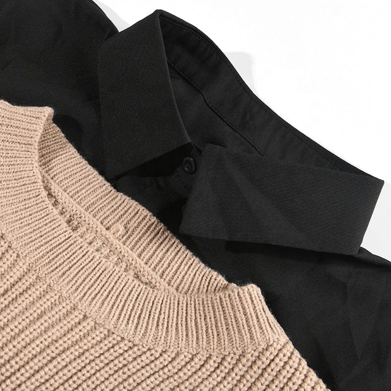 Fall fashion ladies two piece set women clothing dress irregular knit vest waistcoat long sleeve pleated shirt dress