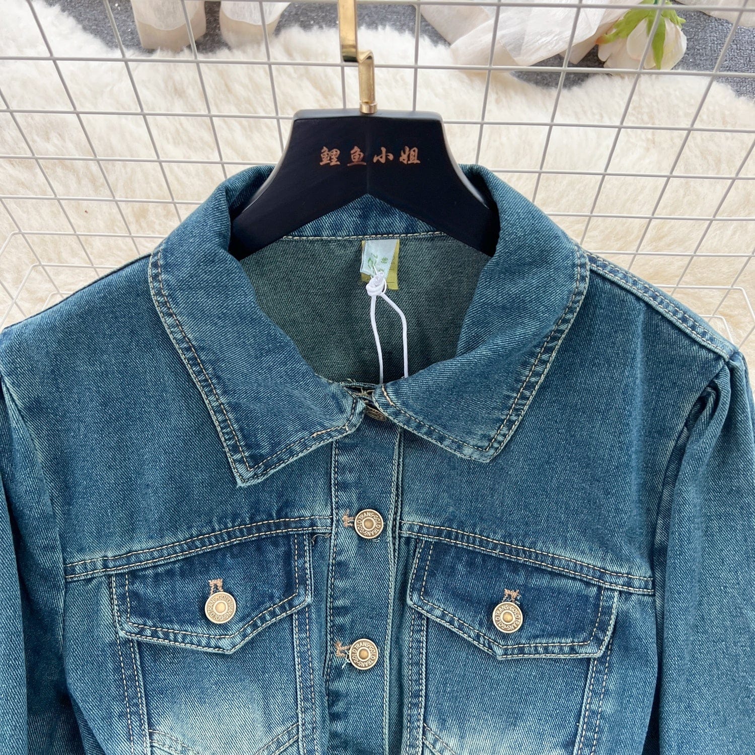 Fall New Age-Reducing Single-Breasted A-Line Dress Vintage Denim Long-Sleeved Dress Women