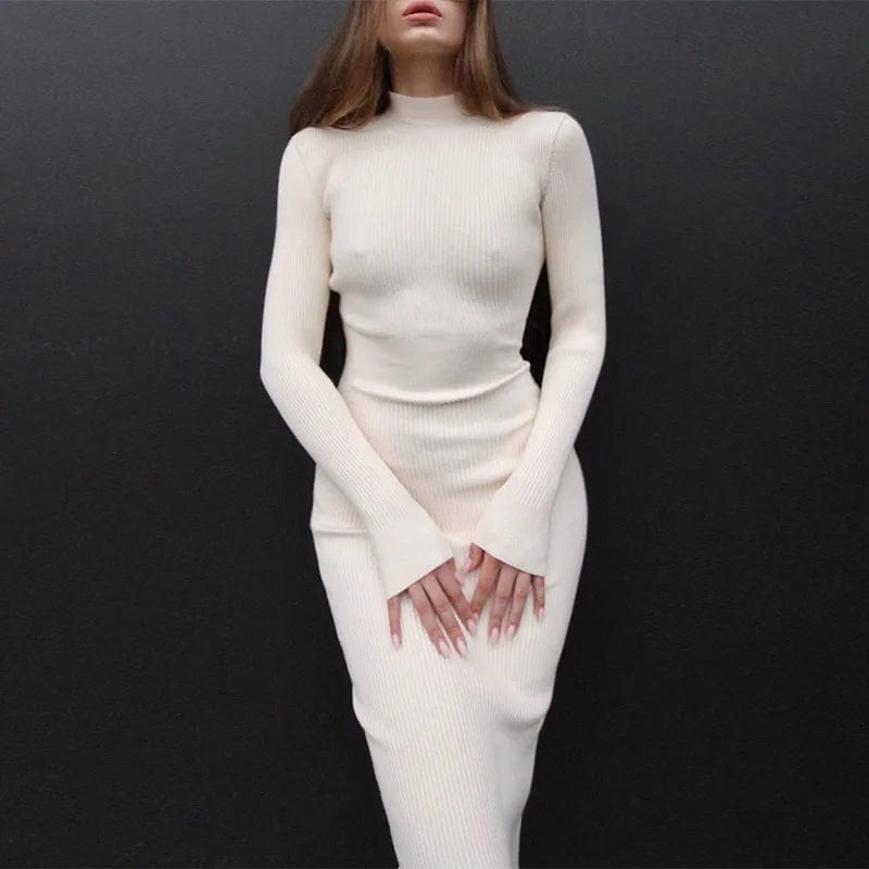 Fall New Arrival Bodycon Knit Sweater Dress Long Sleeve Straight Pencil Women Outfit Clothing 2023