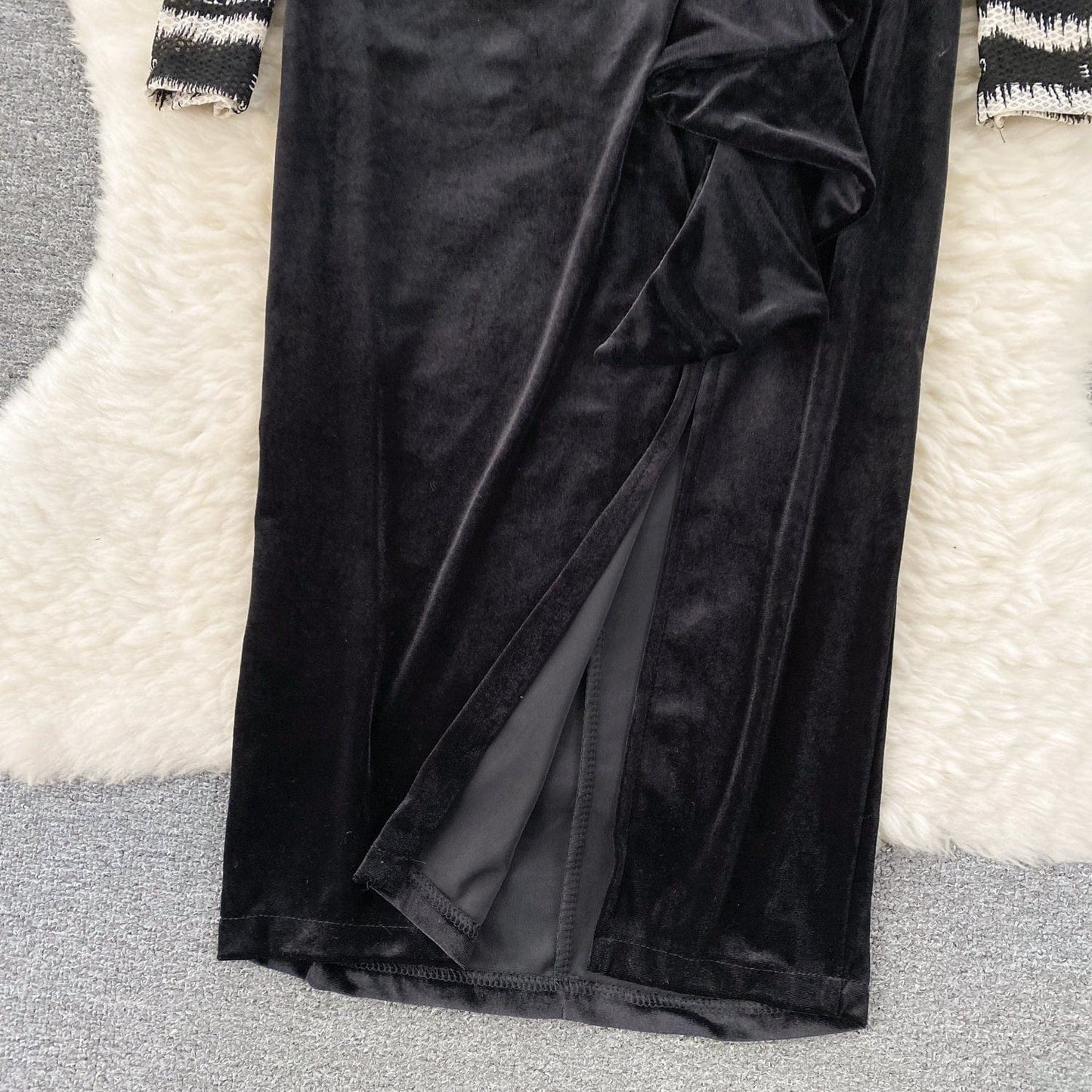 Fall Romantic Slit Sheath Midi Dress For Women Empire Patchwork Mesh Dresses Ladies Elegant Dresses Clothes Women