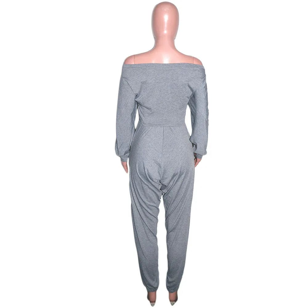 Fall Solid Long Sleeve Crop Tops Harem Pants Women's Loose Outfits Sexy Ladies Two Piece Pants Set With Pocket