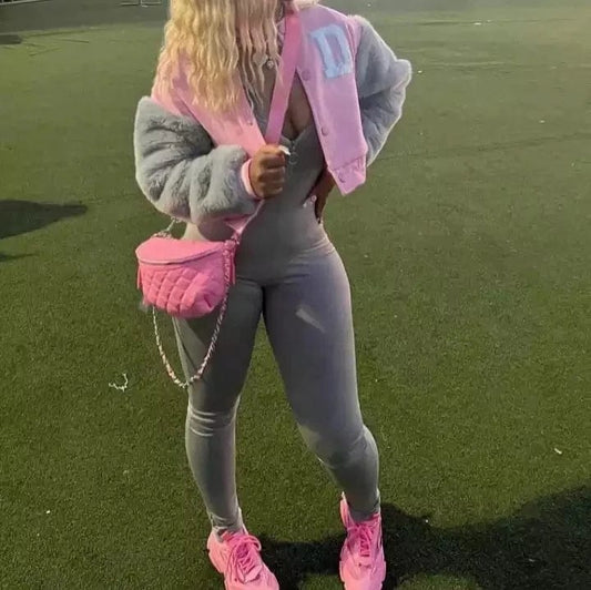 Fall stylish ladies baseball jacket with fur long sleeve women varsity letterman jackets