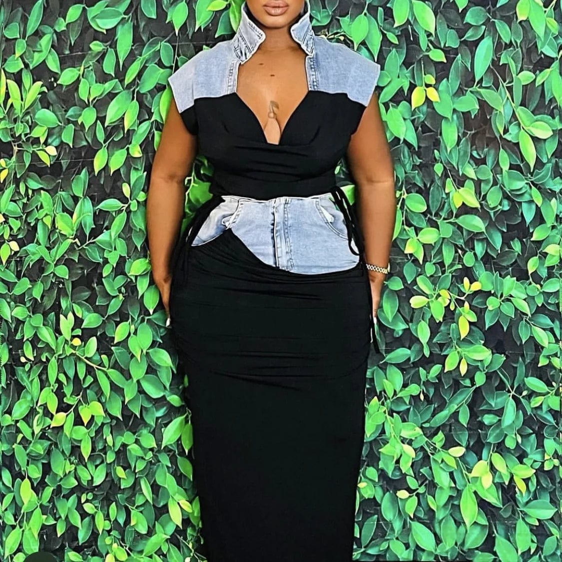 Fall Summer fashion Women Drawstring Sleeveless Patchwork Denim Shirt Vest Tops Casual Ladies Blouses