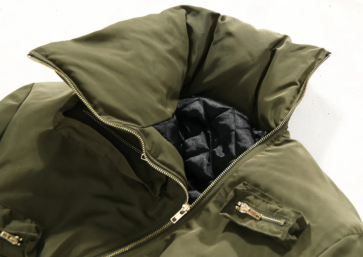 Fall Winter Ladies Zipper Crop Puffer Coat Jacket With Mini Cargo Skirts Sets Women Sexy 2 Piece Outfit