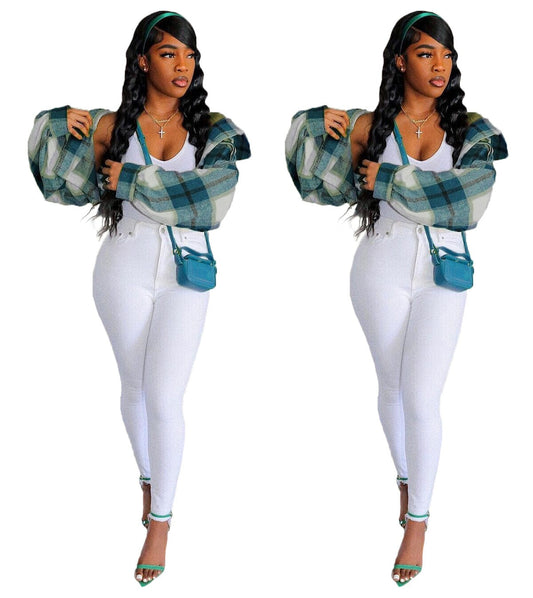 Fall Winter Long Sleeve Single Breasted Plaid Flannel Jacket Short Coats Casual Shirt Coats For Women