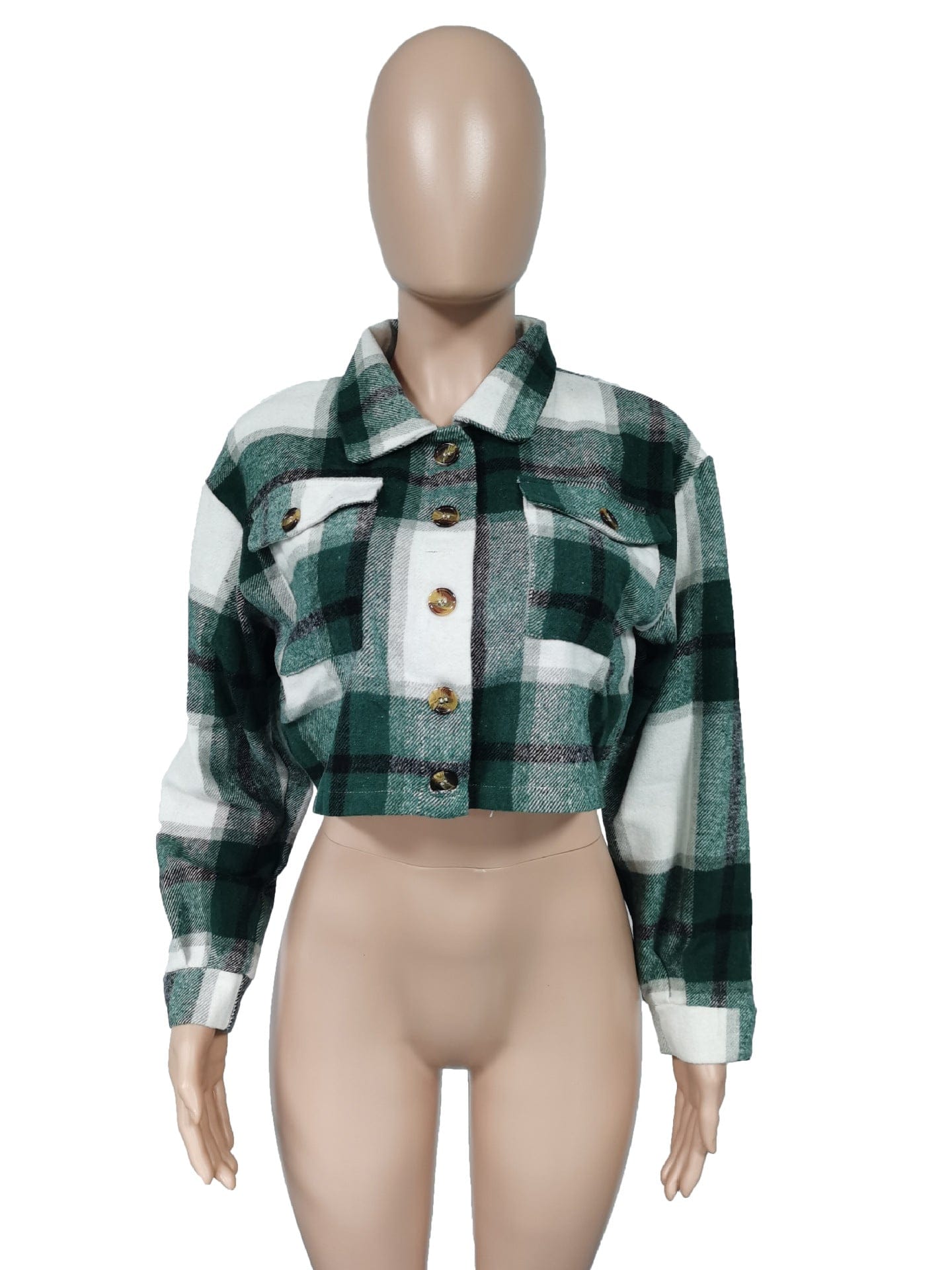 Fall Winter Long Sleeve Single Breasted Plaid Flannel Jacket Short Coats Casual Shirt Coats For Women