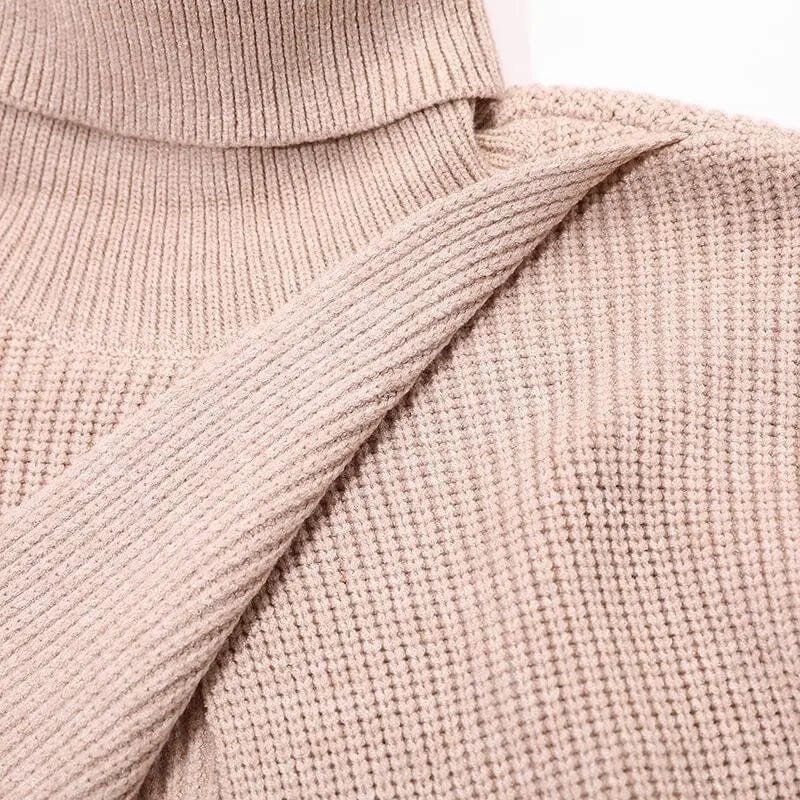 Fall Winter Trendy Fashionable Ladies Casual Turtleneck Pullover Woman Tops Long Split Knit Womens Sweaters