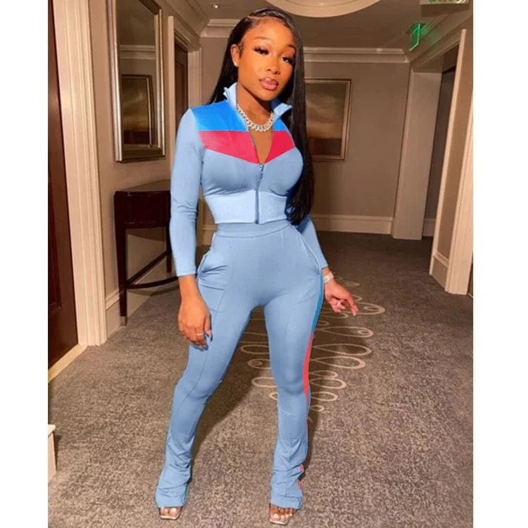 Fall Winter Women Track Suits Two Piece Pants Sets Pockets Sweatpants Full Zip Up Sweatshirt 2 Pcs Jogger Outfits