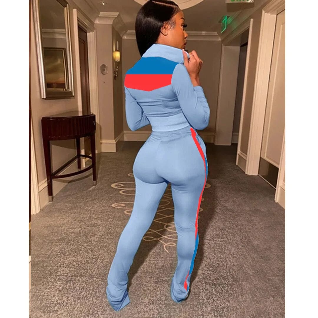 Fall Winter Women Track Suits Two Piece Pants Sets Pockets Sweatpants Full Zip Up Sweatshirt 2 Pcs Jogger Outfits