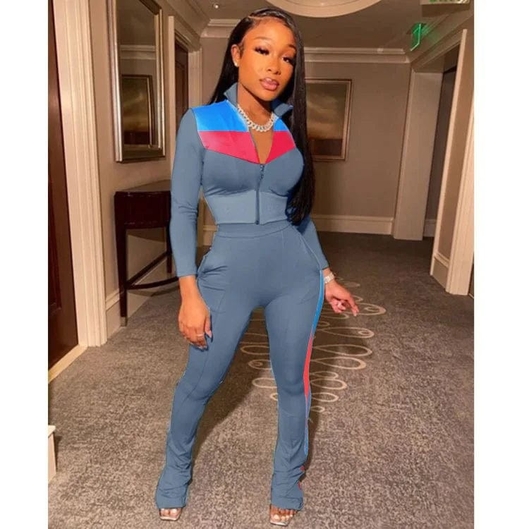 Fall Winter Women Track Suits Two Piece Pants Sets Pockets Sweatpants Full Zip Up Sweatshirt 2 Pcs Jogger Outfits