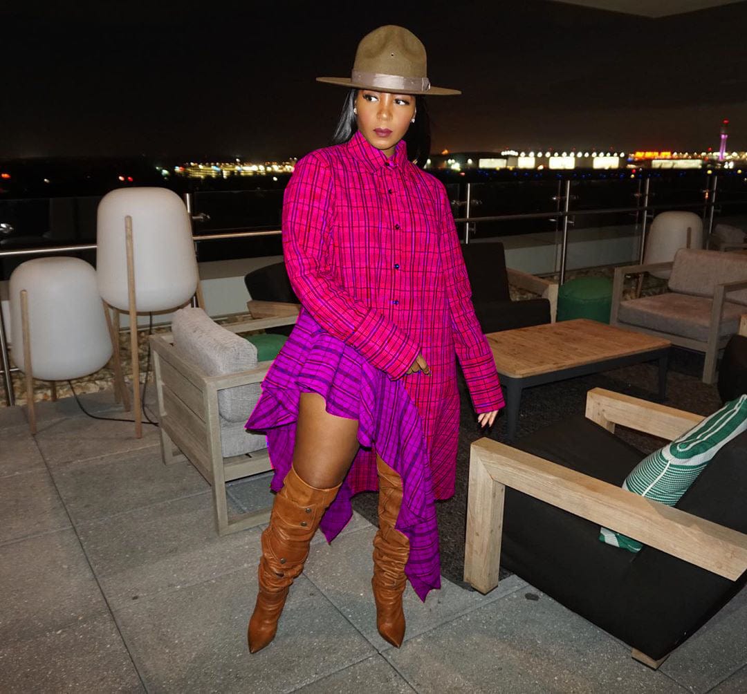 Fall Women Clothes Casual Plaid Irregular Loose Long Dress Shirt Dress