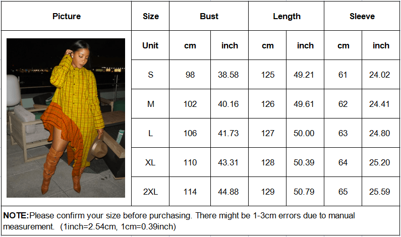 Fall Women Clothes Casual Plaid Irregular Loose Long Dress Shirt Dress