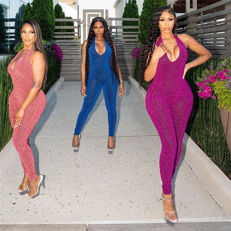 Fall Women Fashion Clothing One Piece Solid Color Sleeveless Sexy Women Jumpsuit