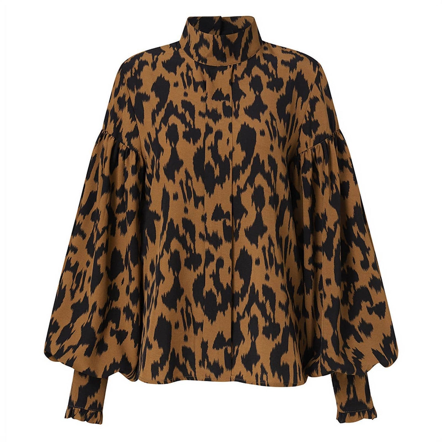 Fall  Women'S Fashion Leopard Print Top S-5Xl Printed Lantern Long Sleeve Plus Size Women'S Blouses Shirts