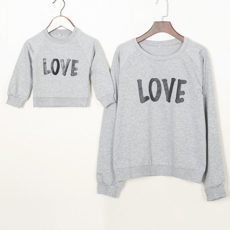 Family Matching Clothes Mom-child Casual Outfits Long Sleeves Cotton T-shirt Love Letter Printed Family Suites E170711