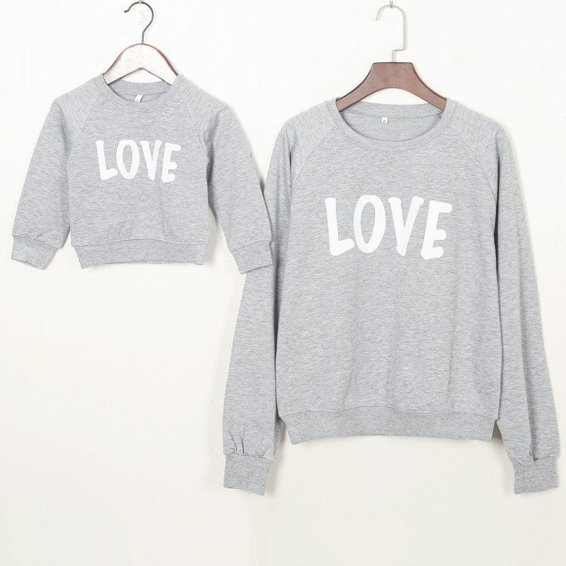 Family Matching Clothes Mom-child Casual Outfits Long Sleeves Cotton T-shirt Love Letter Printed Family Suites E170711