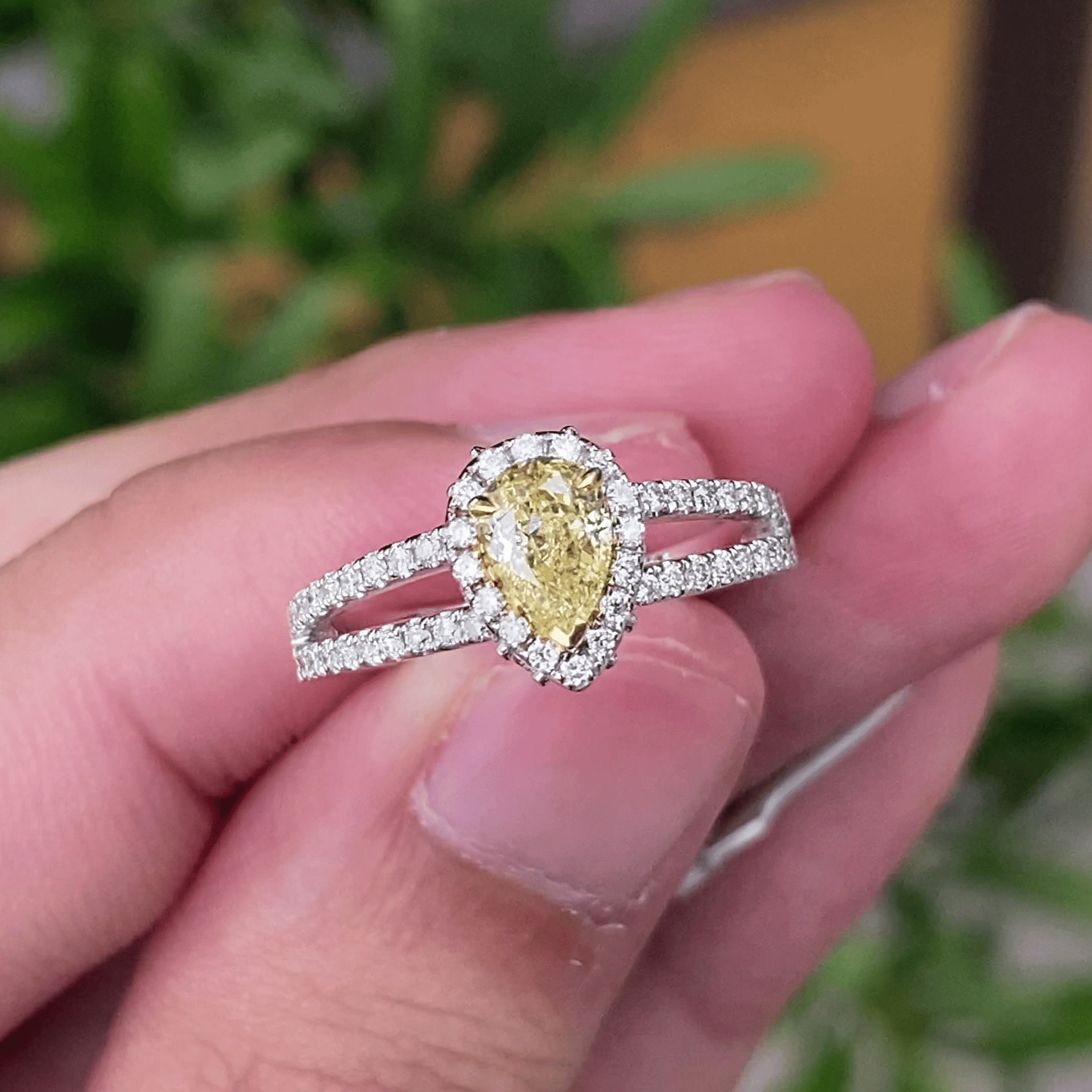 famous brand jewelry pure white 18k  gold fancy real yellow diamonds  rings for women