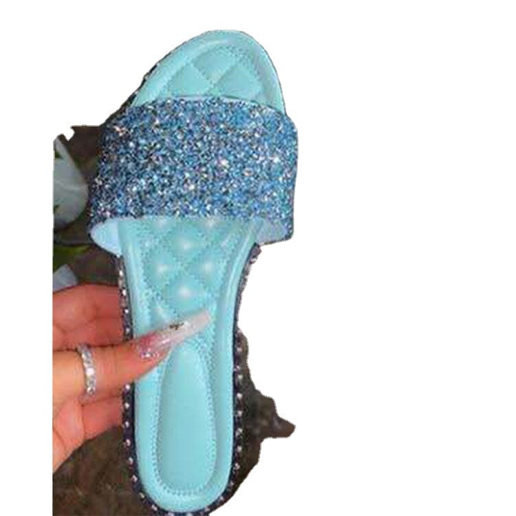 Famous Brand ladies luxury female fashion flat slippers rhinestone slippers for women designer house slippers