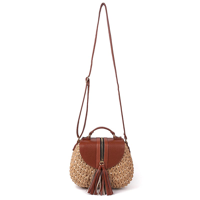 Famous Designer Ladies Woven Knitting Messenger Crossbody Bags Summer Bohemian Tassel Straw Beach Shoulder Bag