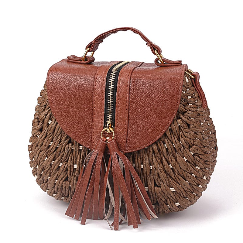 Famous Designer Ladies Woven Knitting Messenger Crossbody Bags Summer Bohemian Tassel Straw Beach Shoulder Bag