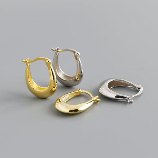 Fashion 18K Gold Plated Minimalist Chunky Hoop Earrings Jewelry 925 Sterling Silver Geometric Water Drop Earrings For Women