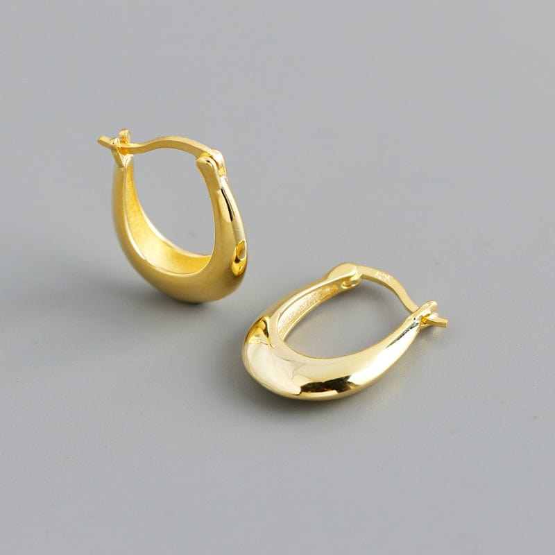 Fashion 18K Gold Plated Minimalist Chunky Hoop Earrings Jewelry 925 Sterling Silver Geometric Water Drop Earrings For Women