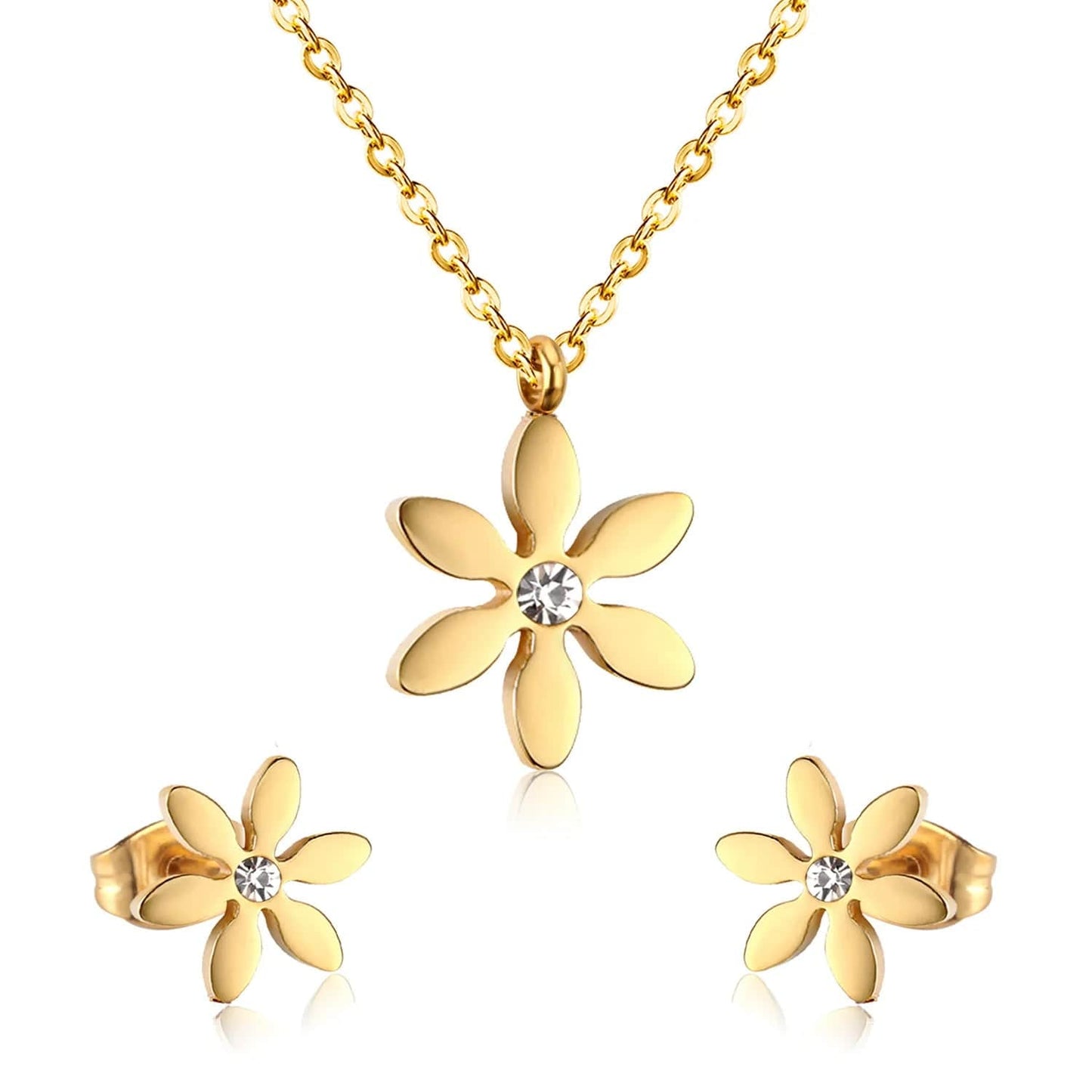 Fashion 18k gold plated  stainless steel love heart Pineapple pendant Necklace and earring set  design jewelry for women