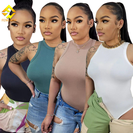 Fashion 2023 summer One Piece Jumpsuit  woman top sleeveless tank top bodysuit