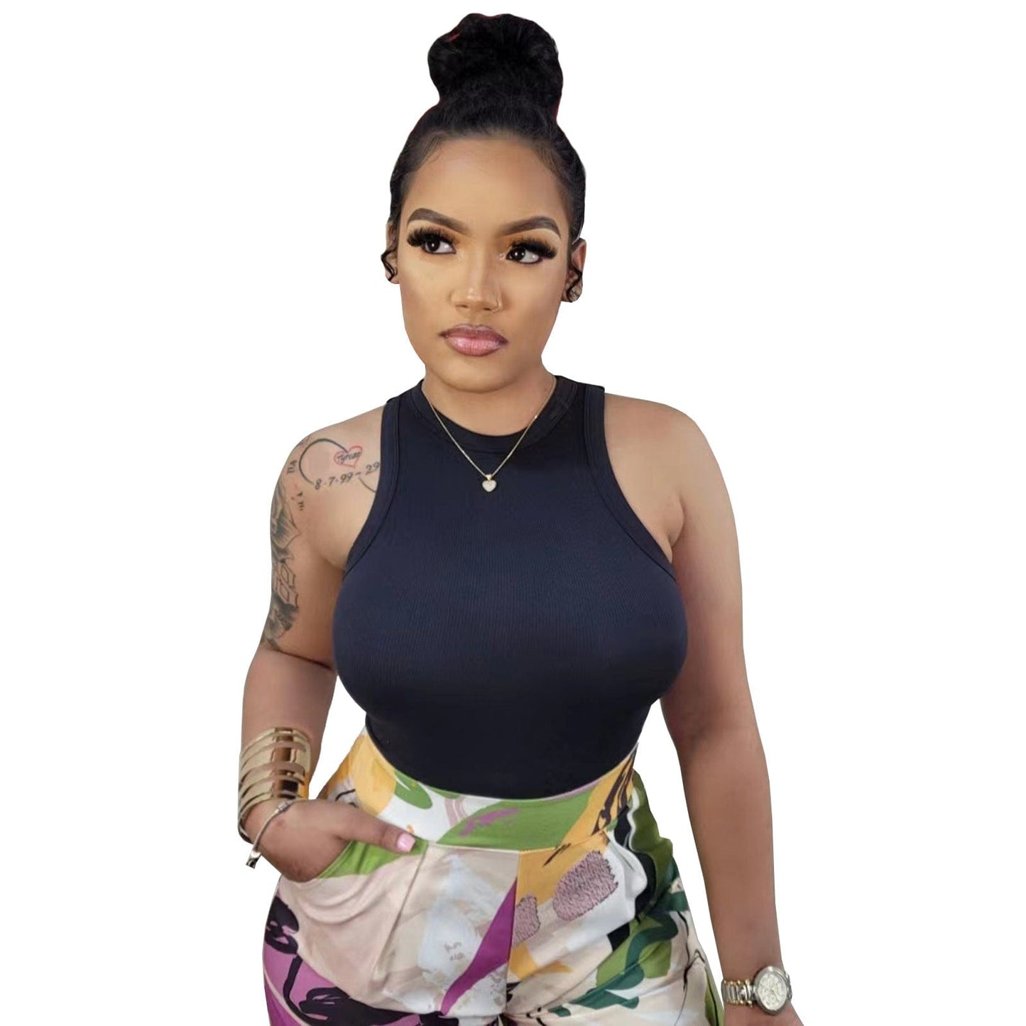 Fashion 2023 summer One Piece Jumpsuit  woman top sleeveless tank top bodysuit