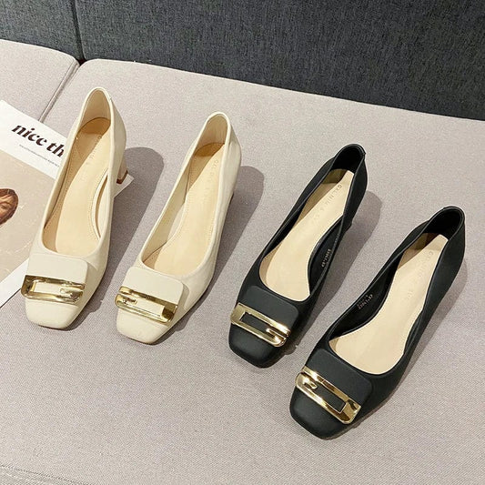 Fashion 2024 autumn fashion new small square head thick heel shallow mouth single shoes formal women's shoes