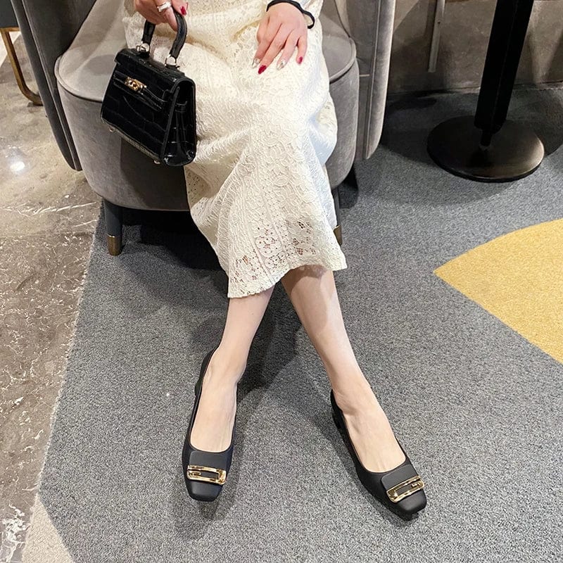 Fashion 2024 autumn fashion new small square head thick heel shallow mouth single shoes formal women's shoes