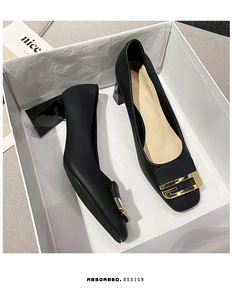 Fashion 2024 autumn fashion new small square head thick heel shallow mouth single shoes formal women's shoes
