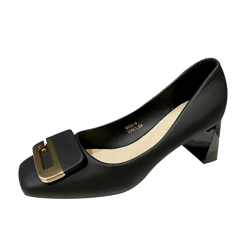 Fashion 2024 autumn fashion new small square head thick heel shallow mouth single shoes formal women's shoes