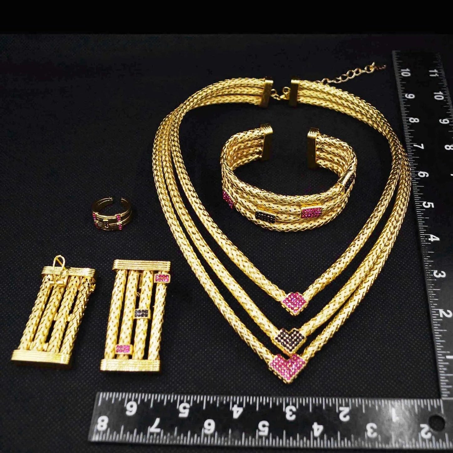 Fashion 24 K Gold Plated Jewelry Set Fancy Wholesale Jewelry sets Brazilian Gold Plated Jewelry For Women Necklace Set Earrings