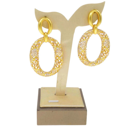 Fashion 24K Gold Plated Wholesale Dubai Gold Earrings Jewelry Women Cute Gift Party Western Wedding Copper Zircon Jewelry set