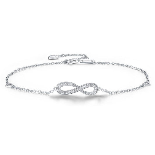 Fashion 925 Sterling Silver Cubic Zirconia Infinity Bracelet Endless Love Symbol charm bracelet